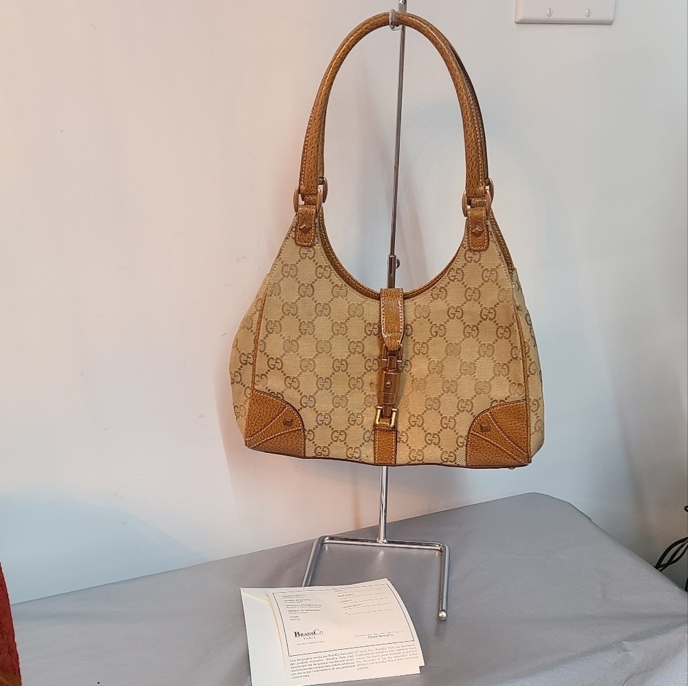 Gucci Bardot Canvas Monogrammed Handbag